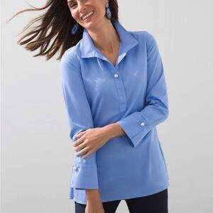 Chico's Light Blue Tunic Top with pearl buttons Size Chicos 2.5 / L